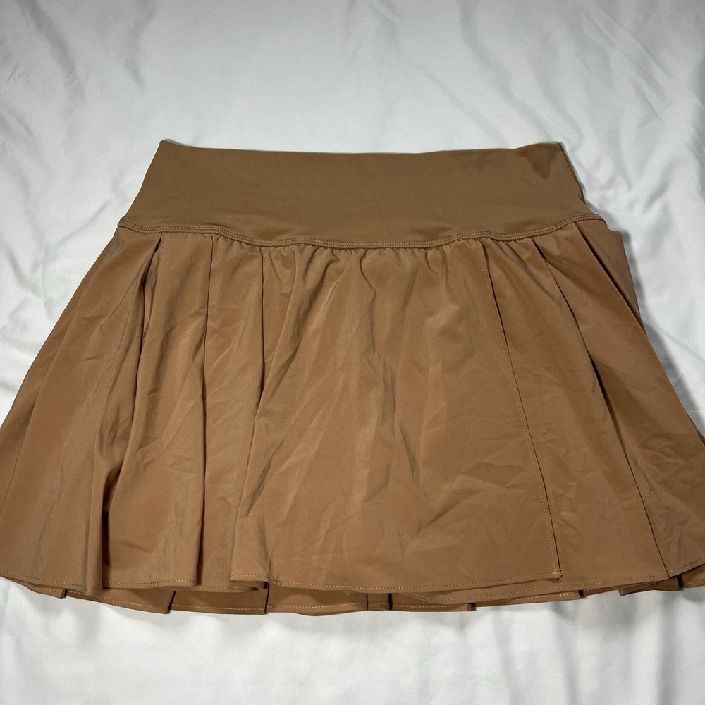 Offline By Aerie Brown Beige Pleated Tennis Pickleball Athletic Skort Large NWT